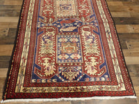 Geometric Meshkin Persian Vintage Runner Rug Handmade Wool Carpet - 4'0"x 10'4"