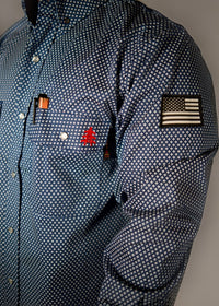 FR Pearl Snap Work Shirt - Honor Navy Static FR