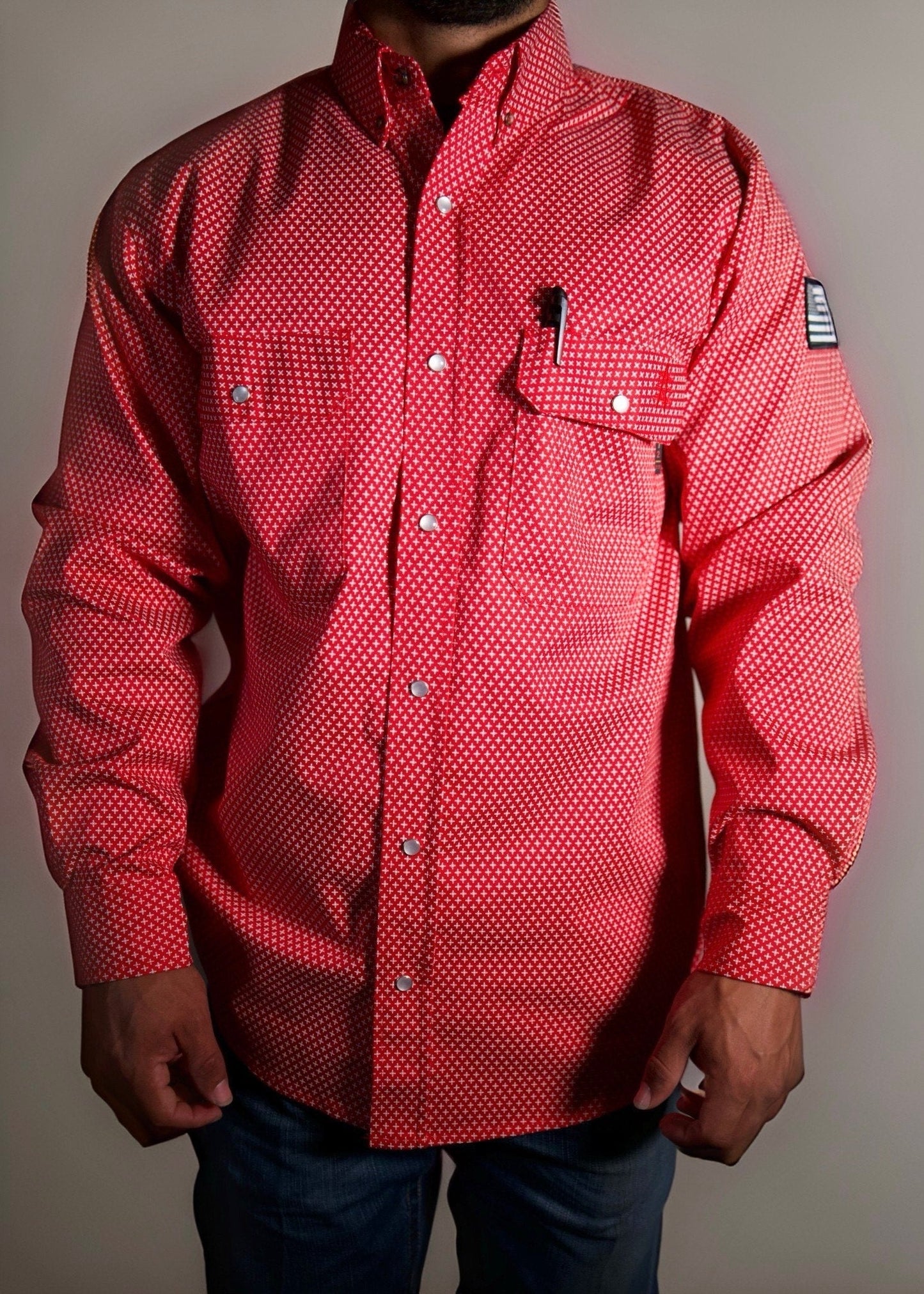 FR Pearl Snap Work shirt - Alpha Red Static FR