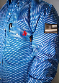 FR Pearl Snap Work Shirt - Royal Blue Static FR