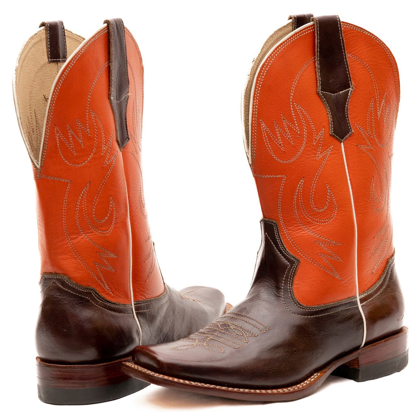 Square Toe Double Stitched Cowboy Boots Atitlan Leather